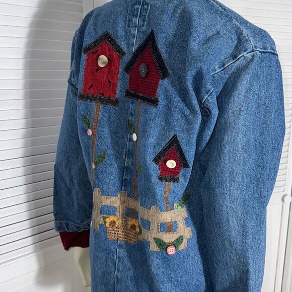 Vintage Denim Patchwork Oversized Chore Jacket Barn Jacket Size Small - Picture 9 of 14